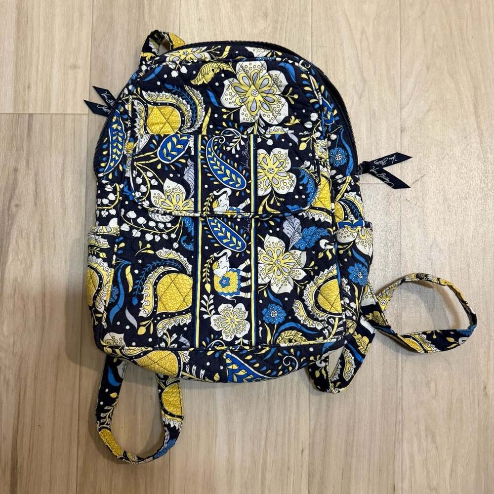 Vera Bradley Small Blue Yellow Elephant Paisley Quilted Backpack